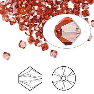 CRYSTAL RED MAGMA Swarovski 8mm XILION bicone