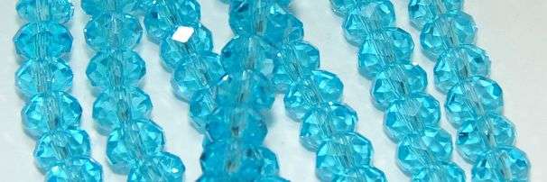 6mm x 4mm TURQUOISE fire polished AAA crystal facetted rondelle spacers