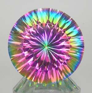 Beyond STUNNING! 9.18 cts Natural RAINBOW MYSTIC TOPAZ concave round facet (Brazil)
