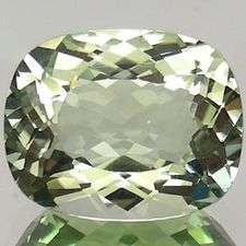 Beautiful colour! 13.83 cts Natural PRASIOLITE / GREEN AMETHYST cushion facet (Uruguay)