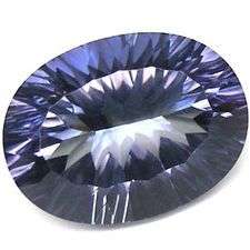 LUNCHTIME MADNESS! 18.16 cts Natural TANZANITE BLUE "MYSTIC" QUARTZ concave oval facet (Africa)
