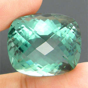 Magnificent gem! 28.53 cts Natural PRASIOLITE / GREEN AMETHYST checkerboard cushion facet (Uruguay)