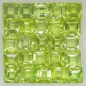 PERIDOT 3mm square princess facets (Burma) - 35 pieces available