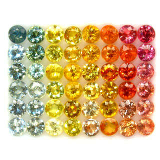 SALE ** Natural FANCY COLOURED SAPPHIRE 3.0mm round facets (Africa) - 49 pieces available