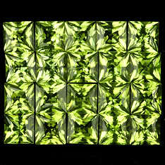 PERIDOT 3mm square princess facets (China) - 20 pieces available