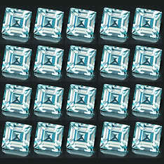 SKY BLUE TOPAZ 3mm square princess facets (Brazil) - 20 pieces available