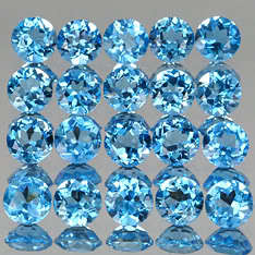 SWISS BLUE TOPAZ 3mm round facets (Brazil) - 20 pieces available