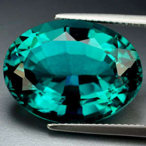 Magnificent beauty! 13.25 cts Natural PARAIBA TOURMALINE GREEN QUARTZ oval facet (Africa)