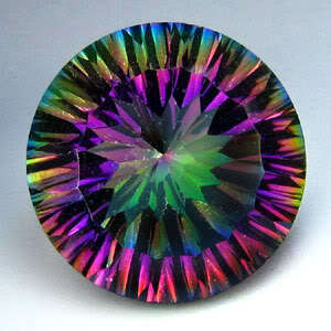 Beyond STUNNING! 9.55 cts 14.1mm Natural RAINBOW MYSTIC TOPAZ concave round facet (Brazil)