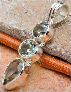 SALE ** Sterling silver pendant - PRASIOLITE - Dreams Collection