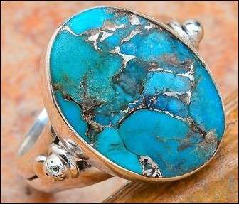 Sterling silver ring - BLUE COPPER TURQUOISE - Dreams Collection