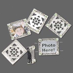 Unique PERIDOT Swarovski PHOTO SLIDER 22mm x 18mm x 7mm - sold individually