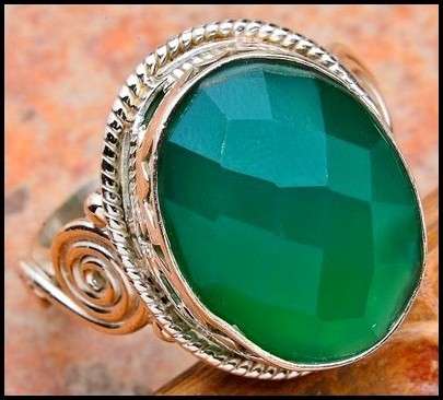 Sterling silver ring - GREEN ONYX - Dreams Collection