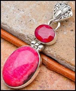 Sterling silver pendant - RUBY & RHODONITE - Dreams Collection