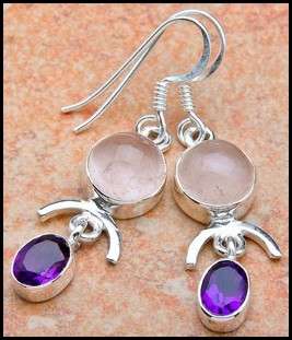 Sterling silver earrings - ROSE QUARTZ & AMETHYST - Dreams Collection