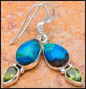 Sterling silver earrings - CHRYSOCOLLA & PERIDOT - Dreams Collection