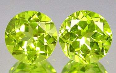 PAIR 7mm Rare Burmese PERIDOT round facets (Burma) - sold as a pair