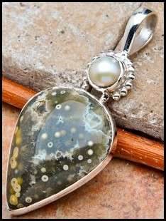Sterling silver pendant - OCEAN JASPER & PEARL - Dreams Collection