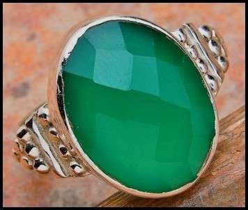 SALE ** Sterling silver ring - GREEN ONYX - Dreams Collection (size 5.75 / L to M)