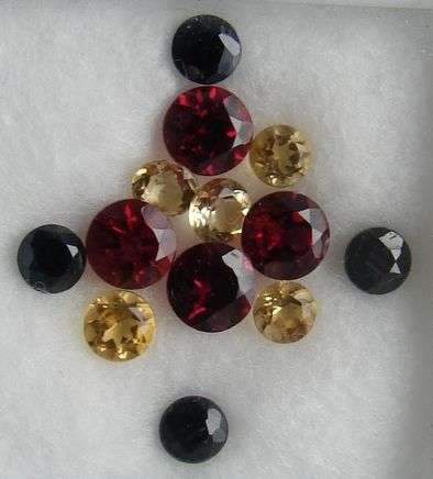 Natural SAPPHIRE, CITRINE & GARNET round facets - sold per SET of 12 gems