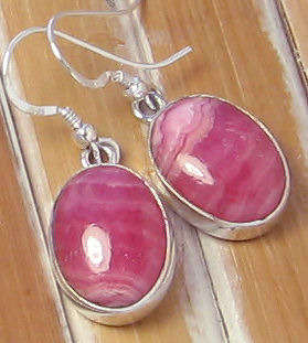 ** FREE SHIPPING ** Sterling silver earrings - RHODOCHROSITE