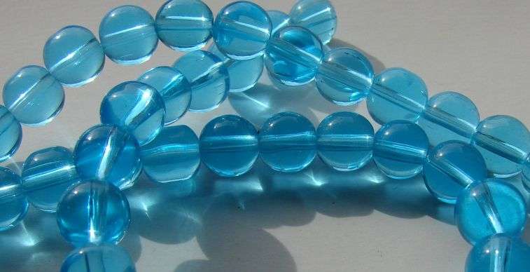 10mm Turquoise round GLASS beads (A grade) - sold per bead
