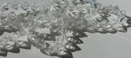 8mm Clear GLASS BICONES (A grade) - sold per bead