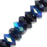 7mm x 3mm Jet Black AB - FIRE POLISHED RONDELLES - sold per bead