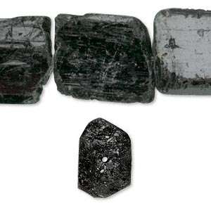 Natural raw BLACK TOURMALINE 18mm x 15mm nugget beads