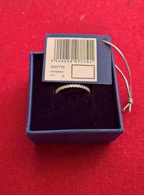 Swarovski Embellished With Sparkling Chatons Rhodium-Plated Size 55 (Comes In A Swarovski Gift Box)