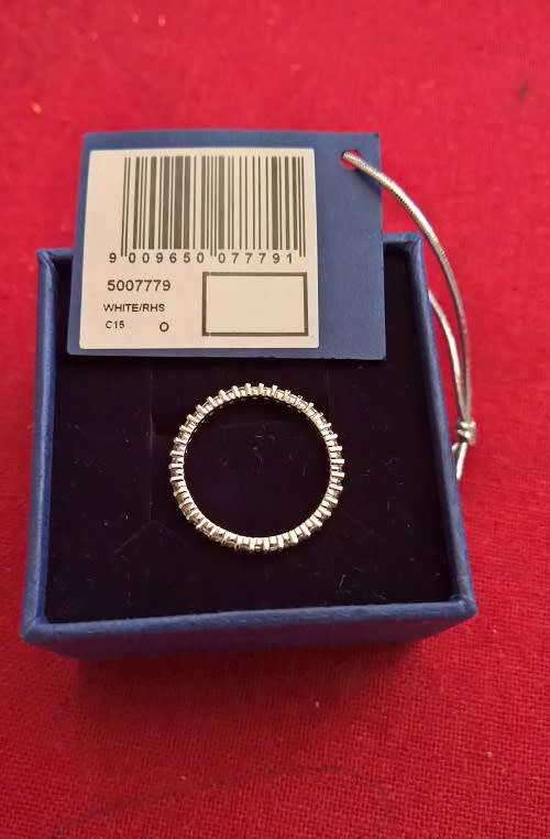 Swarovski Embellished With Sparkling Chatons Rhodium-Plated Size 55 (Comes In A Swarovski Gift Box)