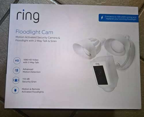 Ring Floodlight Camera ] Motion Activated HD Security Cam ] Two-Way Talk and Siren Alarm ]