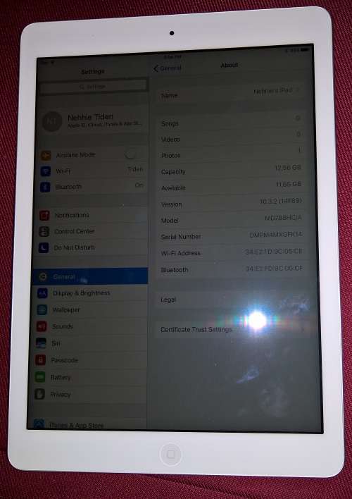 APPLE IPAD AIR ] 16GB ] WIFI ONLY ] SILVER ] MD788HC/A ]
