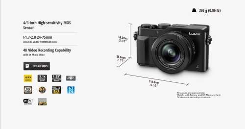 [ Brand New Panasonic Lumix DMC-LX100 ] Digital Camera ] Point - Shoot ] 4K Video / Photo ] Black ]