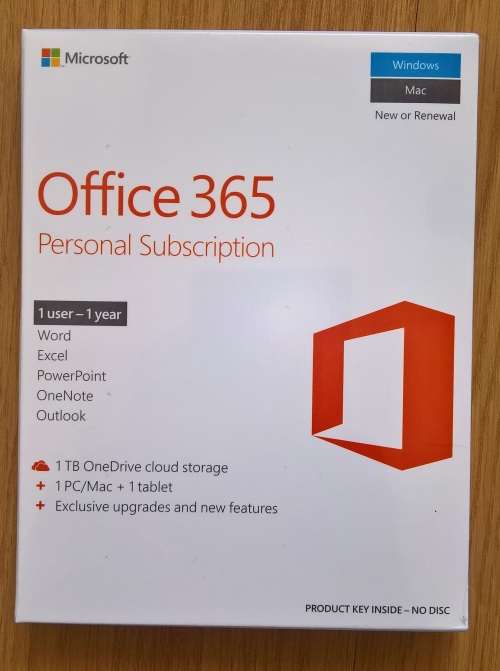 Microsoft Office 365 Personal Edition 1 Year License for 1 PC or Mac, 1 tablet For Windows And Mac