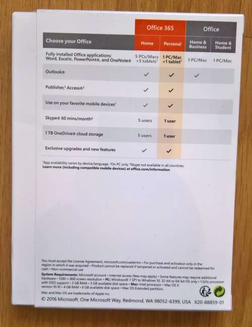 Microsoft Office 365 Personal Edition 1 Year License for 1 PC or Mac, 1 tablet For Windows And Mac