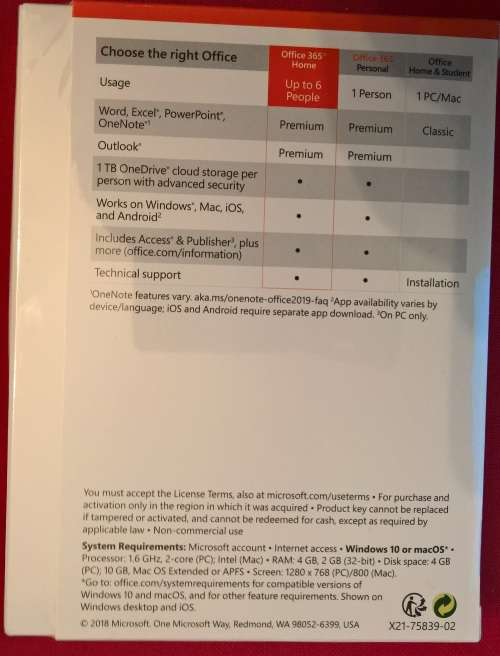 Microsoft Office 365 Home 1 Year License for  Up to 6 People Works on Windows, Mac,  iOS And Android