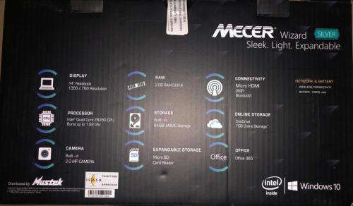 Mecer Xpression 14 Z140C Notebook Intel Quad Core Processor Z8350 2Gb Ram 64GB NAND FLASH