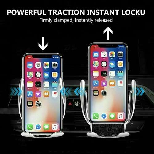 10W 360° Rotation Wireless Automatic Sensor Car Phone Holder Fast Charger 2 in 1