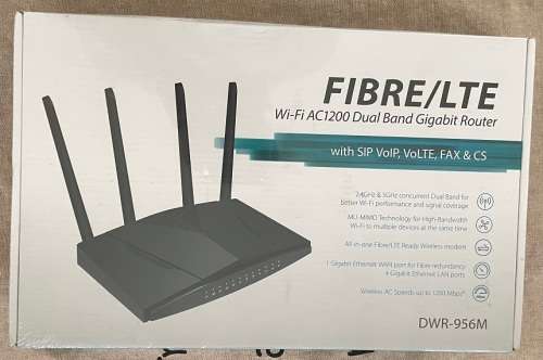 FIBRE/ LTE Wi-Fi AC1200 Dual Band Gigabit Router, With Sip VoIP, VOLTE, FAX & CS  (DWR-956M)