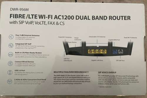 FIBRE/ LTE Wi-Fi AC1200 Dual Band Gigabit Router, With Sip VoIP, VOLTE, FAX & CS  (DWR-956M)