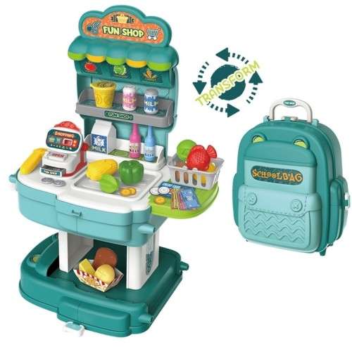 Bowa 2 in 1 Fun Shop Market Table School Bag Pretend Play Stall set For Kids