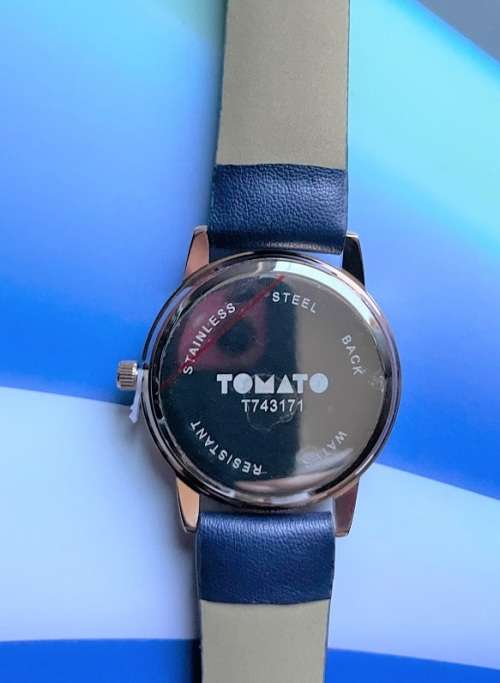 Tomato T743171 Two Tone Navy Sunrise Dial, Rose Gold Stone Round Case Navy Vegan leather Strap