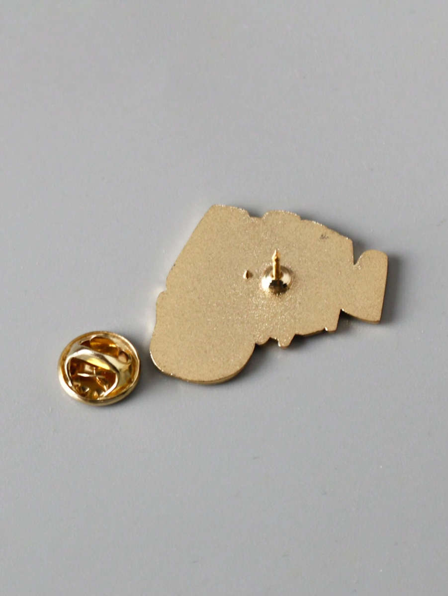 Cat and Book Stack Enamel Pin