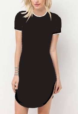 SEXY SPORTY CURVED BOTTOM T-SHIRT DRESS SHORT