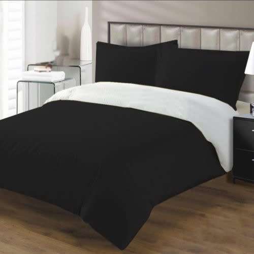DUVET COVER SET REVERSABLE BLACK/WHITE POLY MICROFIBRE