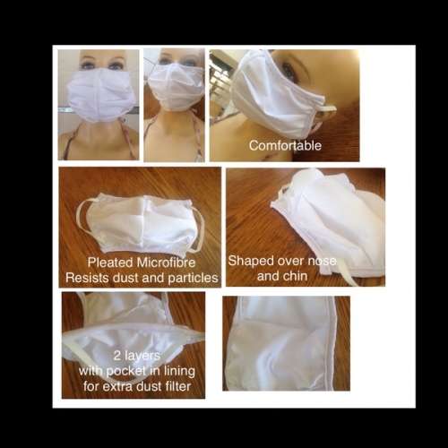 Mask, Dust Mask. Microfibre, reusable, bleachable, fabric mask. Washable. Local stock