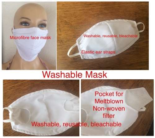 Face Mask Cloth 4 pieces, Washable, Bleach-able, fabric/cloth mask with filters. Masks