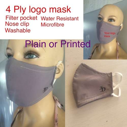 Pack of 20 Washable Face Mask. Cloth 4 PLY. Add your LOGO. Filter Pocket