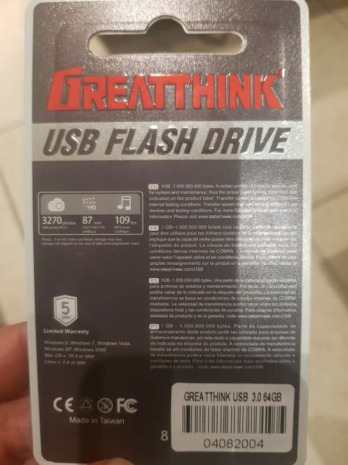 GREATTHINK GT-13 64GB USB 3.0" FLASH DRIVE (METAL) - GREAT DEALS!!